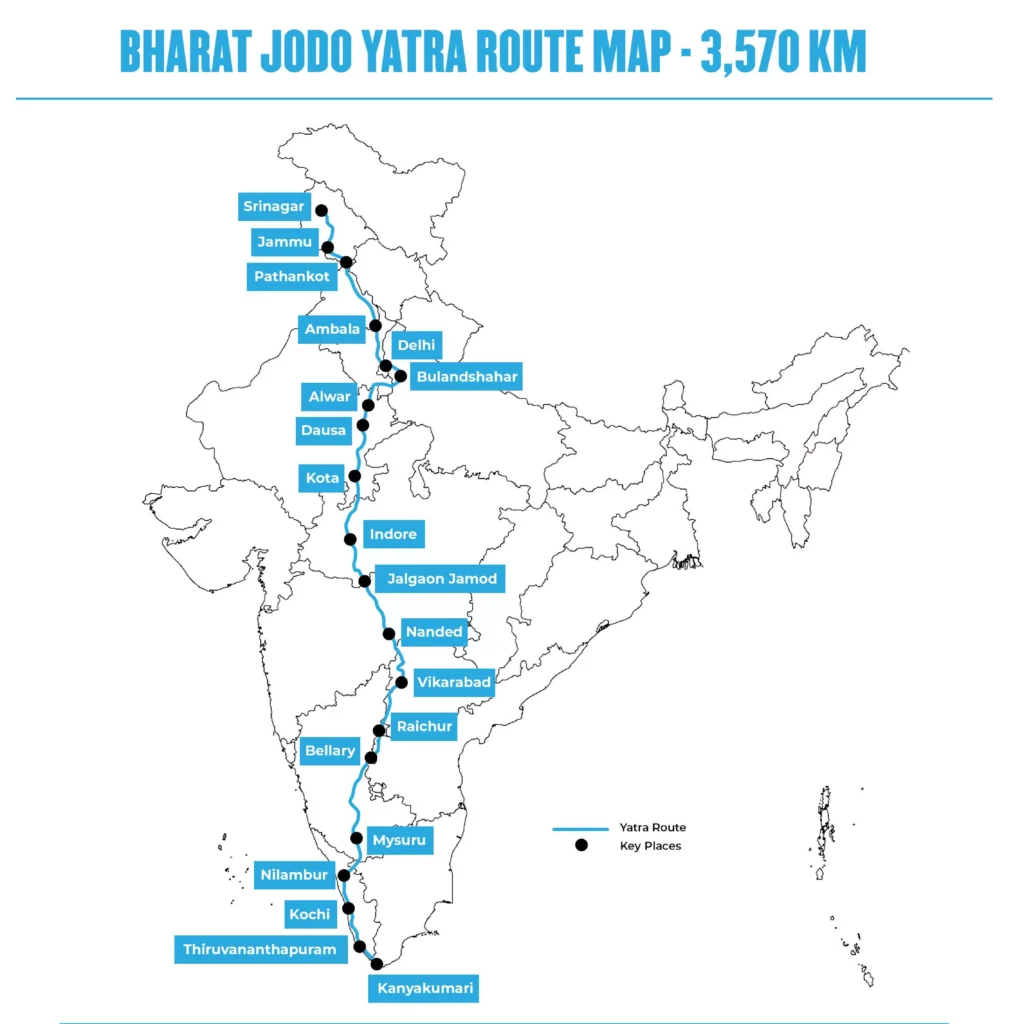 bharat jodo yatra route map